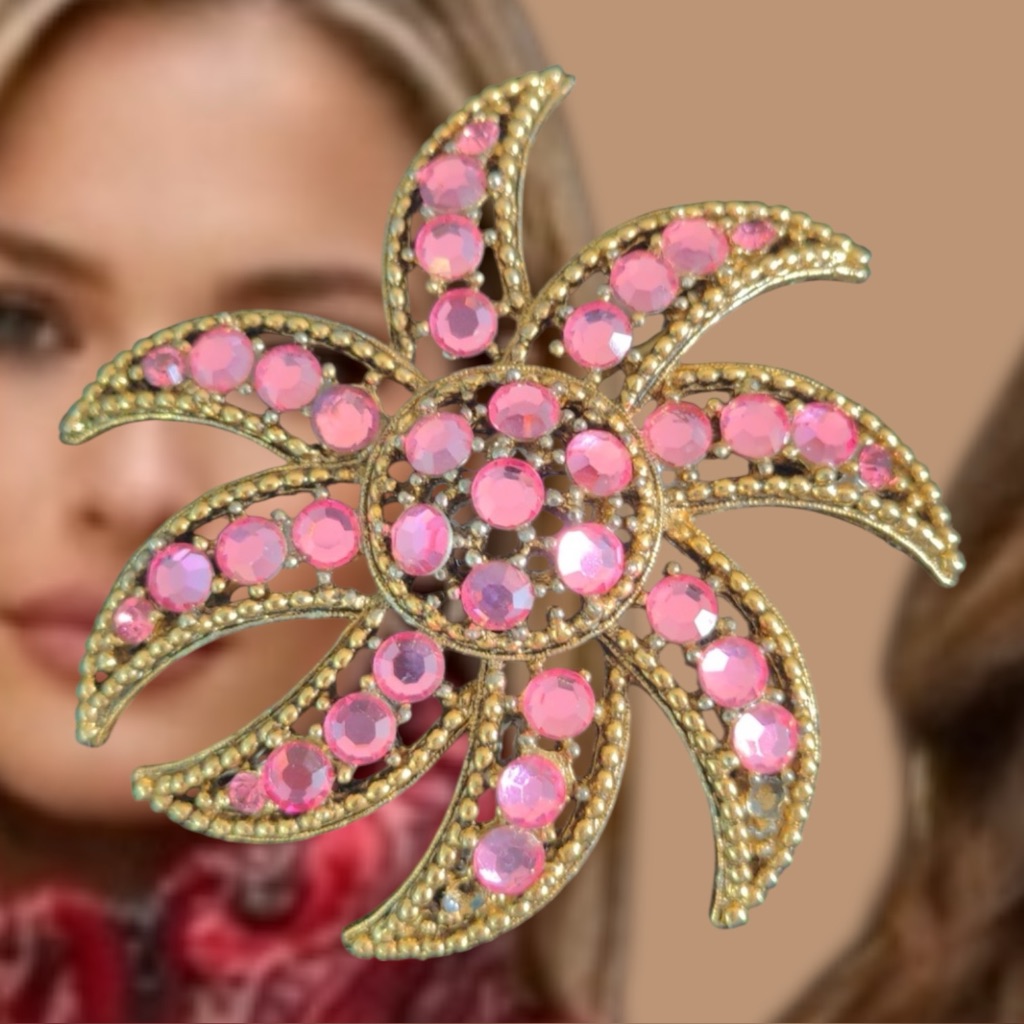 Albert Weiss Pink And Gold Brooch 85$